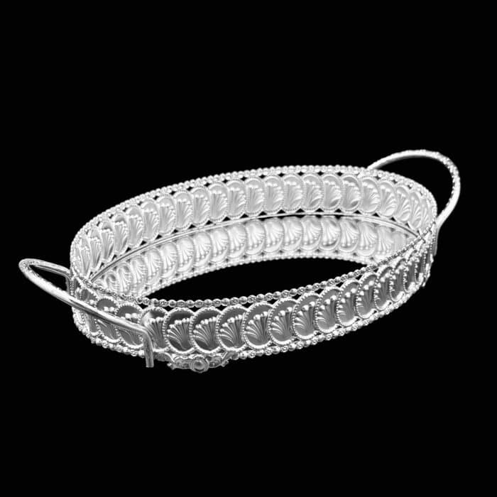 Oval Kulplu İstridye Tepsi: 35cm Silver